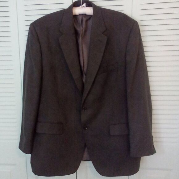 CHAPS RALPH LAUREN 48R DARK GREY MICROSUEDE SUIT SPORTS JACKET 2 BUTTON BLAZER - Picture 1 of 4